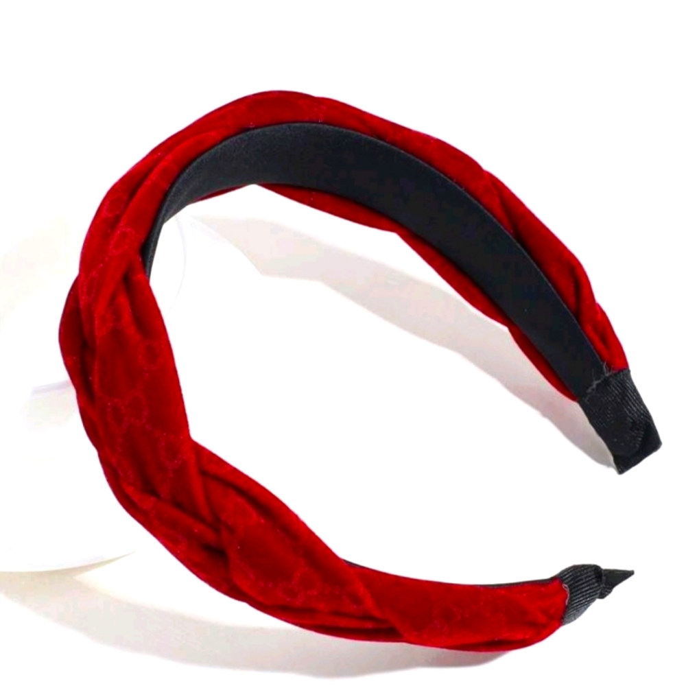 Red velvet braided headband
